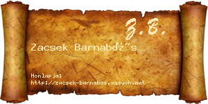 Zacsek Barnabás névjegykártya